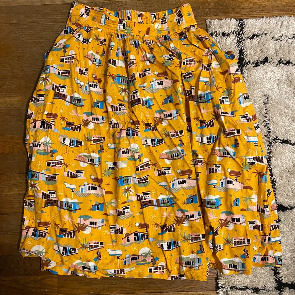 Dawn O'Porter x Joanie Clothing Yellow Bungalow Midi Skirt US 10